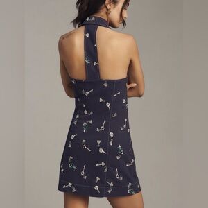 🟤NWT MAEVE by ANTHROPOLOGIE The Amelia Collared Mini Dress in Navy Print XL